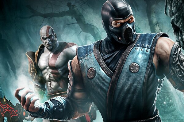 Sub zero contre Kratos à mortal kombat