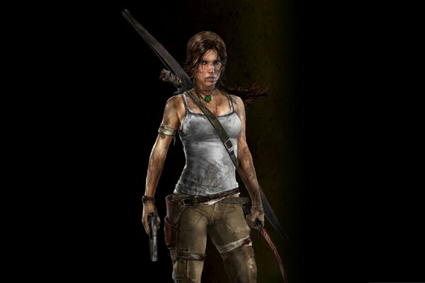 Gioco Tomb Rider. Ragazza con la pistola