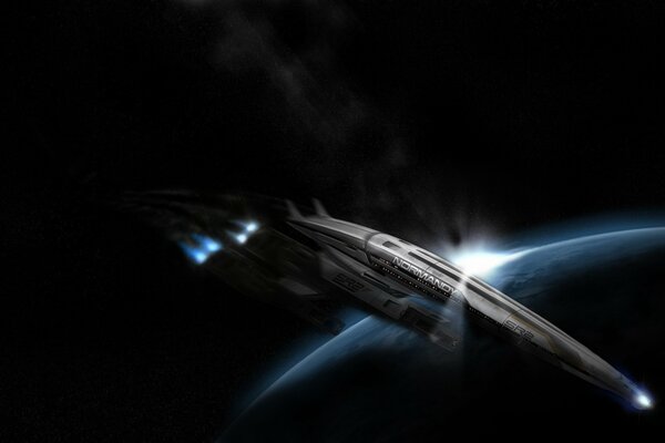 Игра Mass Effect космический корабль в космосе