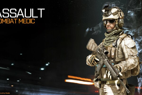 Soldat avec des armes du jeu battlefield3