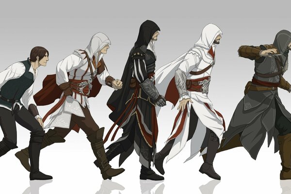 User drawing of the characters of the game Assasin s Creed 