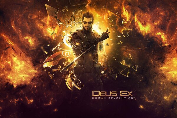 Beau mâle Adam Jensen du jeu Deus ex