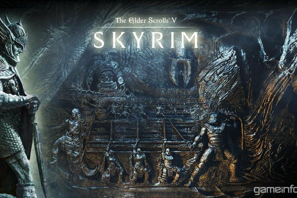 Bajorrelieve con la guerra de Skyrim