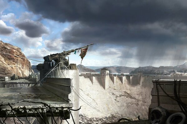 Cannone sulla fortezza alla luce del giorno