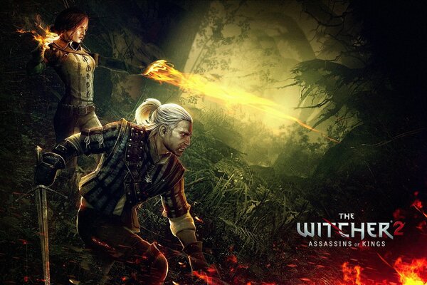 Poster with the heroes of the Witcher 2 game