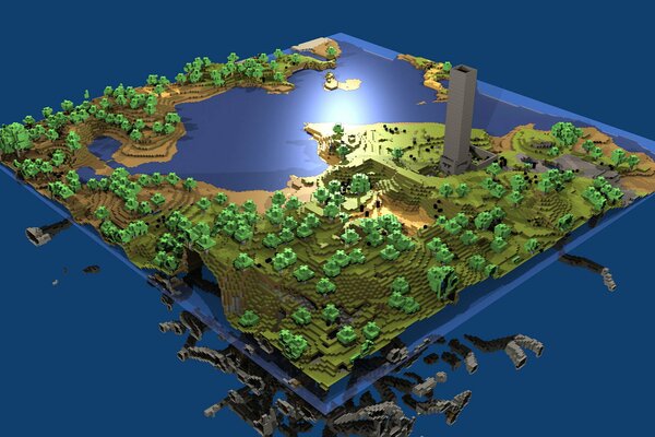 Tło z gry Minecraft w przestrzeni wodnej