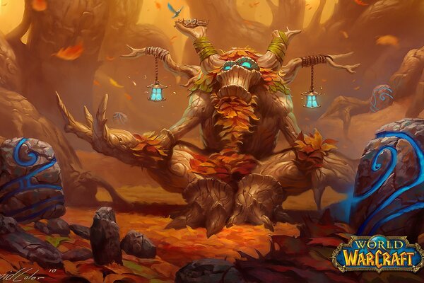 Warcraft Druide mit blauen Laternen