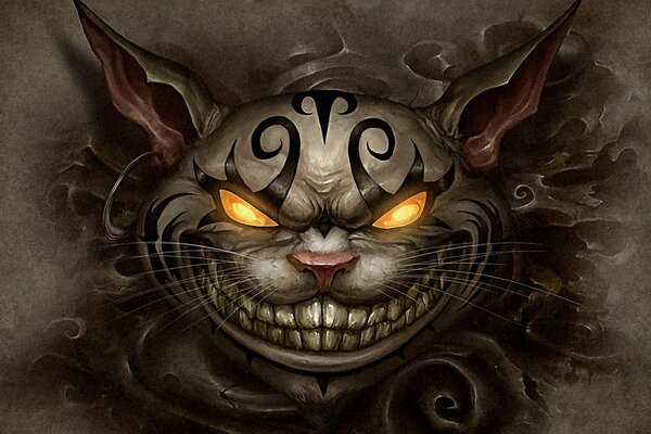 Museau du chat du Cheshire d Alice au pays des Merveilles