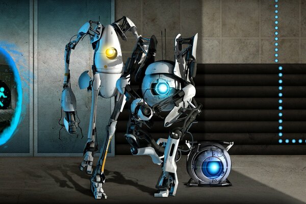 Portal 2 equipo de dos robots