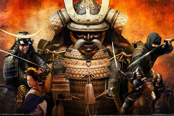 Ниндзя и самураи, воины в масках, обои Японии