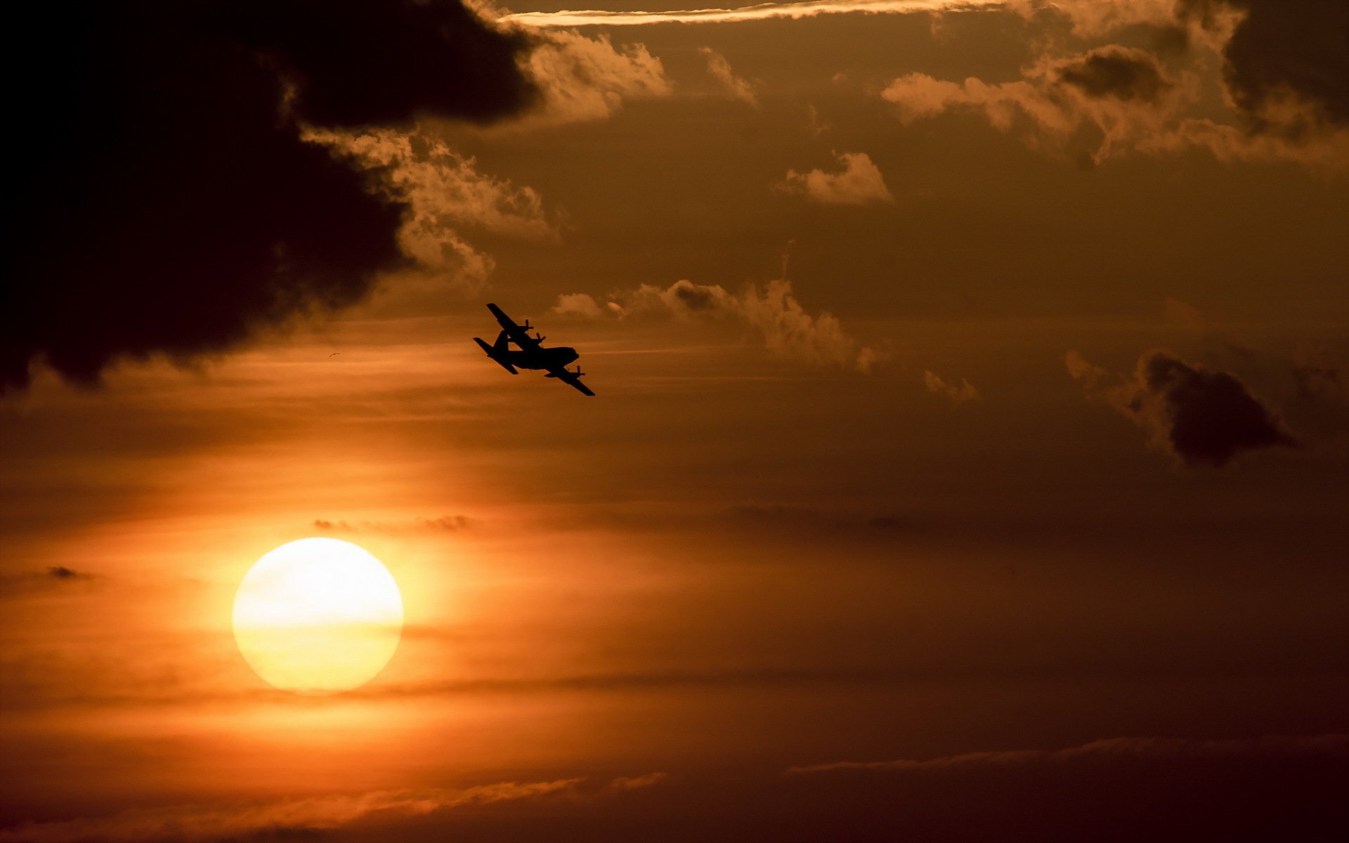 avion aviation coucher de soleil ciel paysage