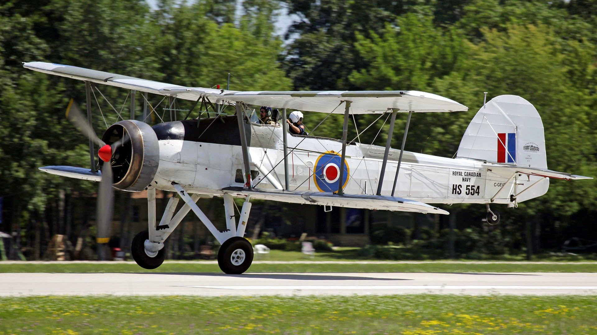 decollo volo biplano aereo pilota alberi