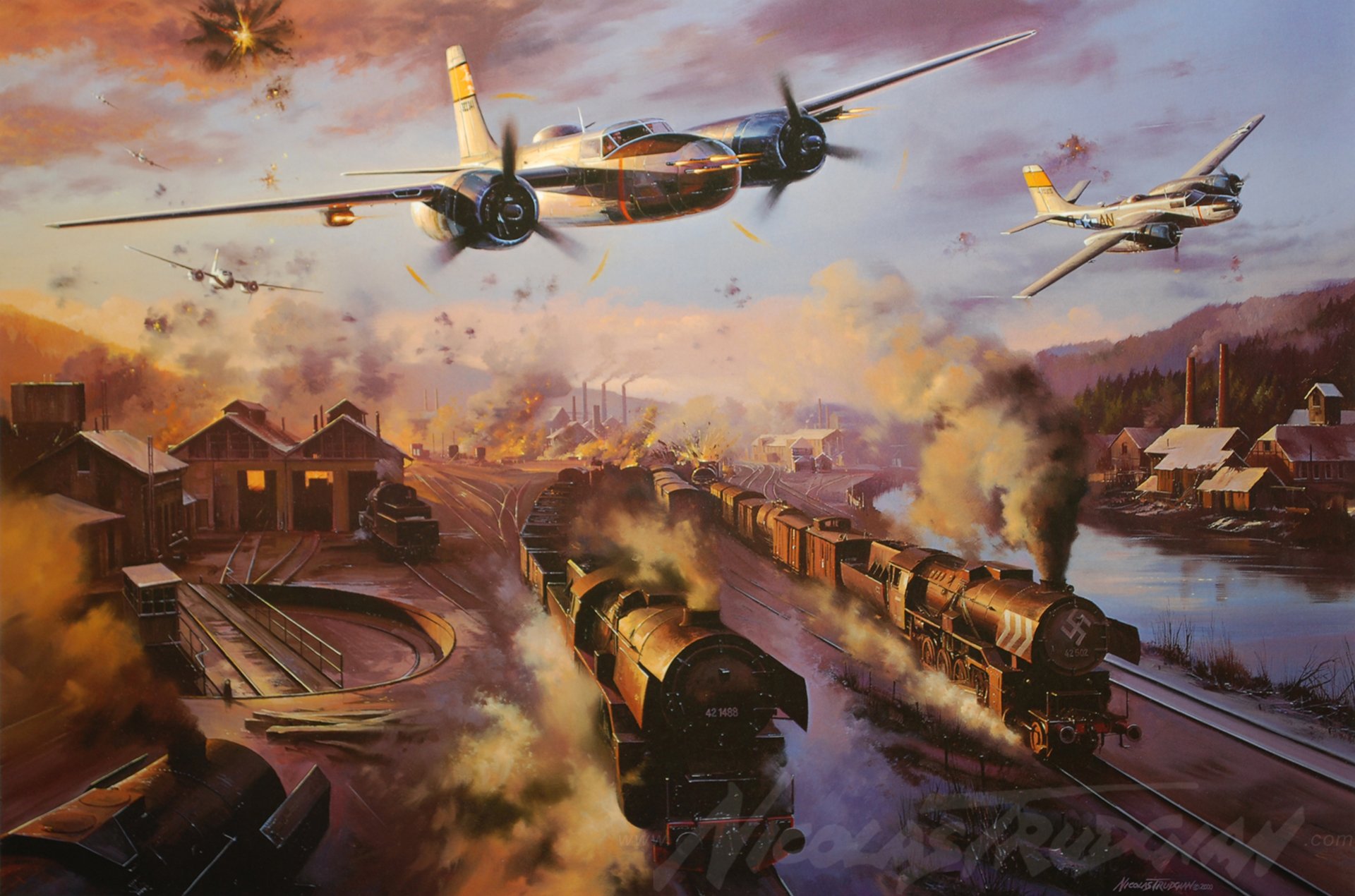 a-26 invasor invasor a-26 avión de ataque bombardero ww2 pintura arte del avión avión