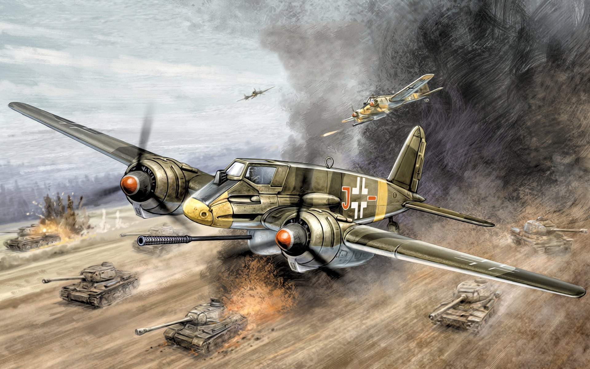 henschel hs 129 b3 avion d attaque ww2 guerre art peinture réservoir buster