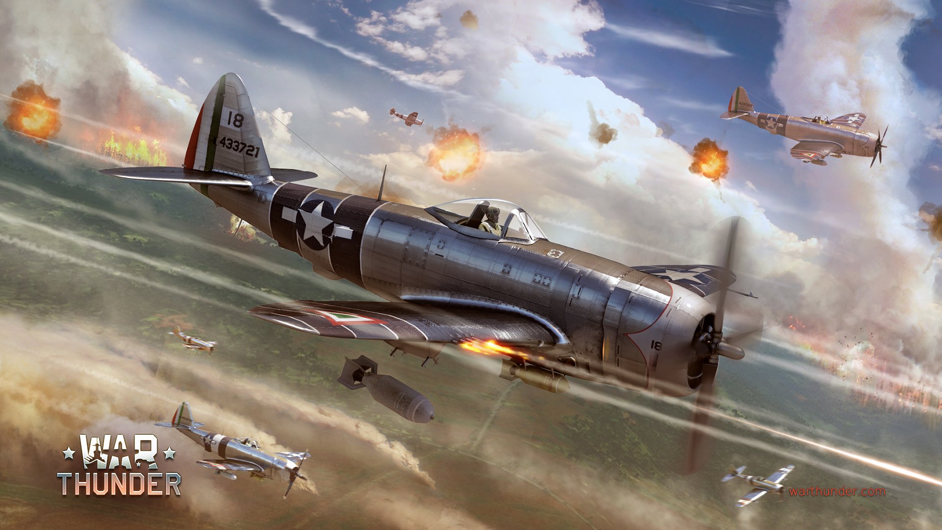 arte guerra cielo república p-47 thunderbolt americano pistón monomotor caza bombardero fuego war thunder