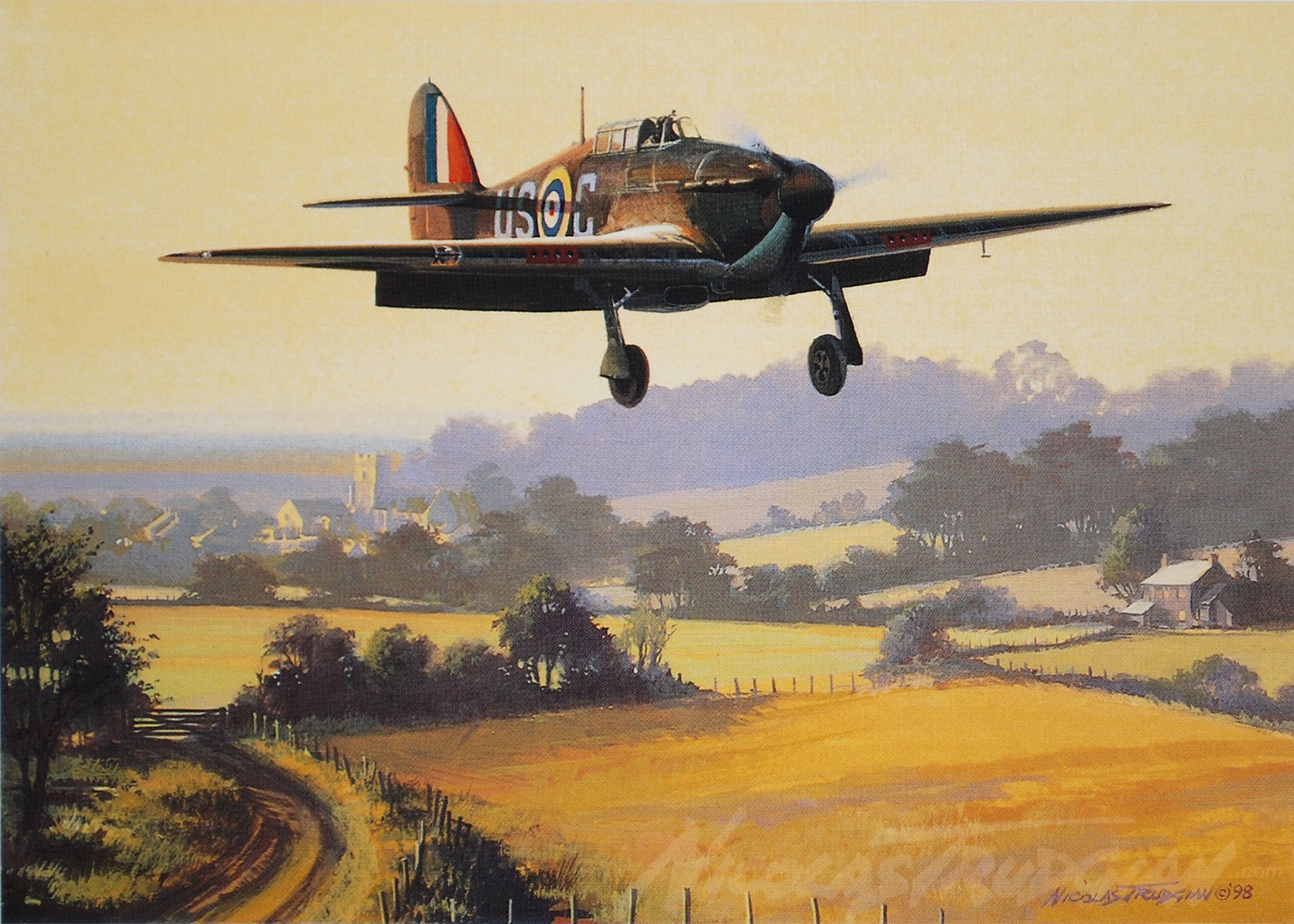 hawker hurricane uragano combattente ww2 pittura aereo arte aereo