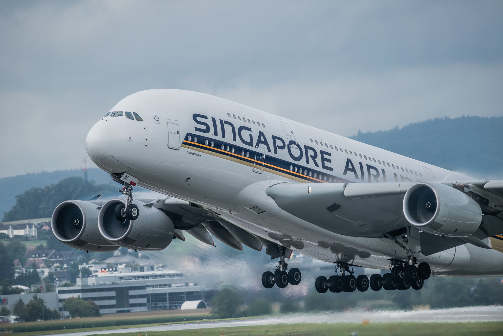 ingapore airlines a380 large fuselage double pont jet passager avion