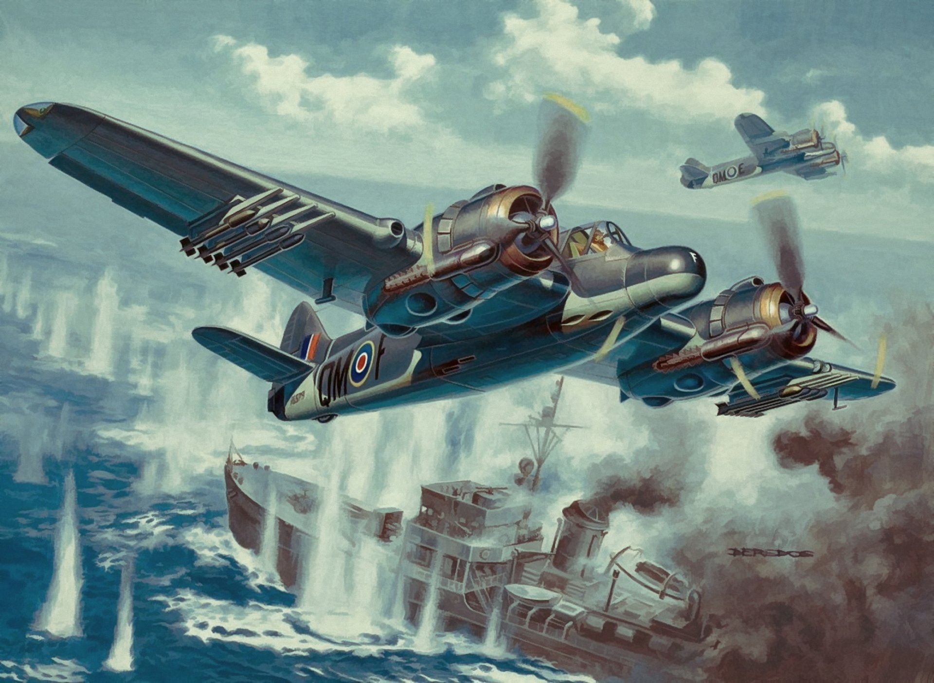 beaufighter raf british fighter british aircraft ww2 war hand-to-hand combat weapons armyart aviation art painting