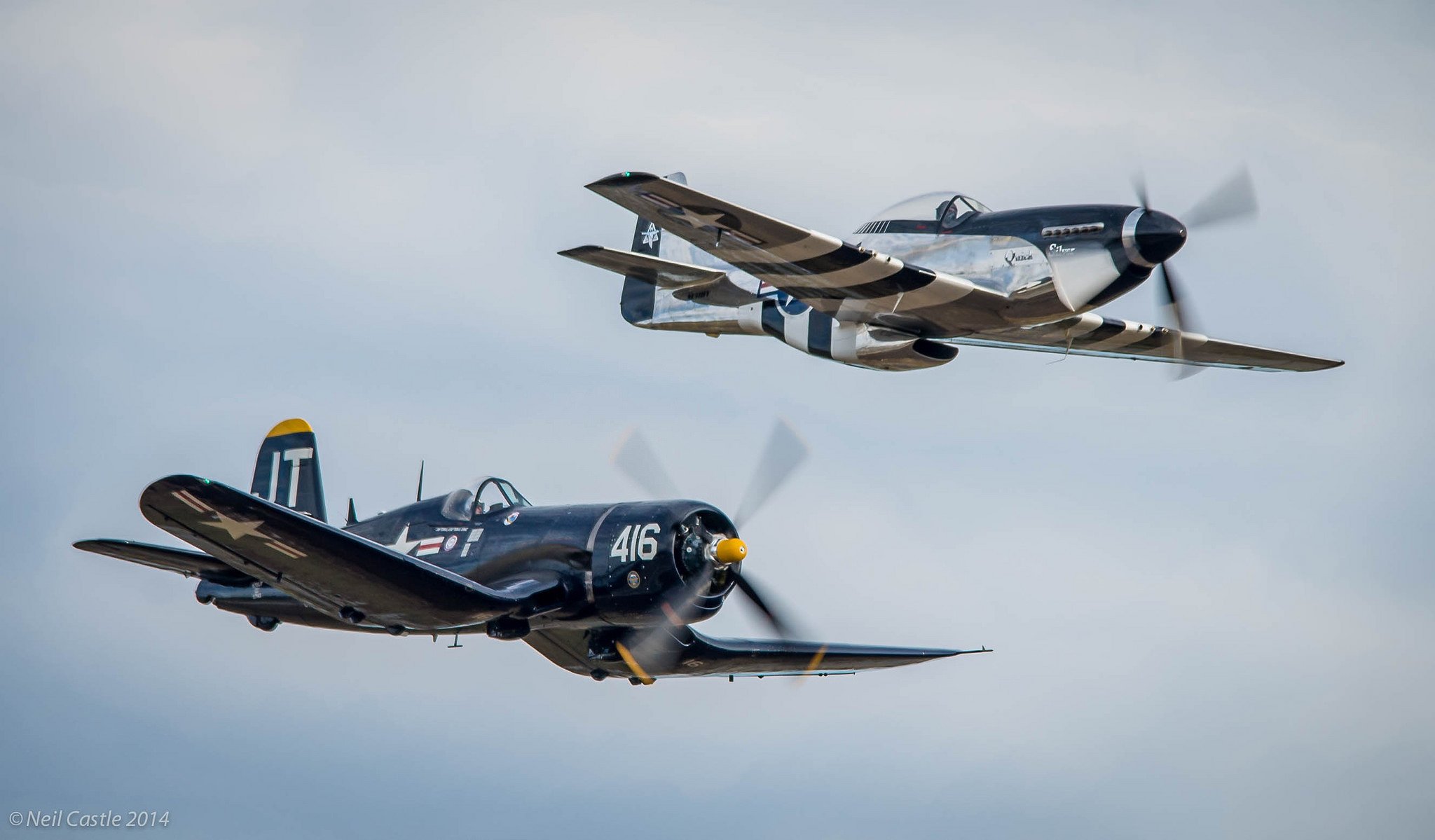 f4u corsair r - 51d mustang quick silver aereo parata retrò