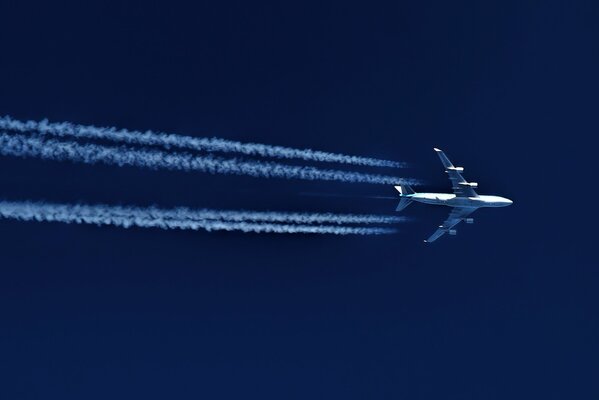 Flying passenger jet