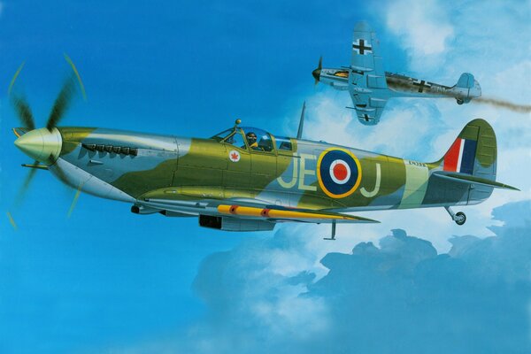 Militaire britannique combattant Spitfire bf 109