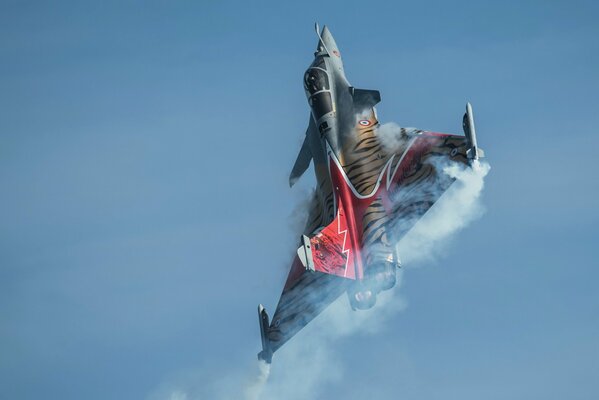 Caza francés Dassault rafale en vuelo