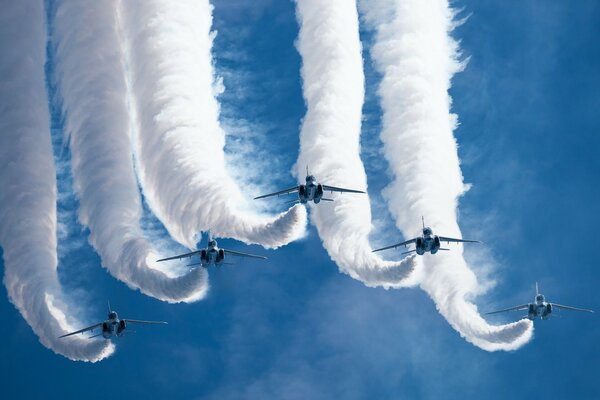 The aerobatic team performs in the show