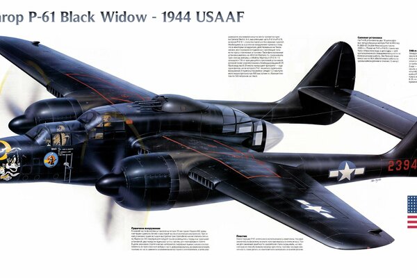 Myśliwiec czarna wdowa z okresu II Wojny Światowej