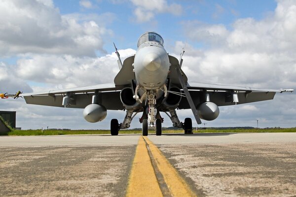 Beautiful view of the aircraft on the take-off strip