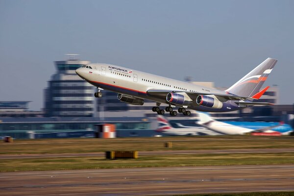 Take-off of the IL-96 passenger plane