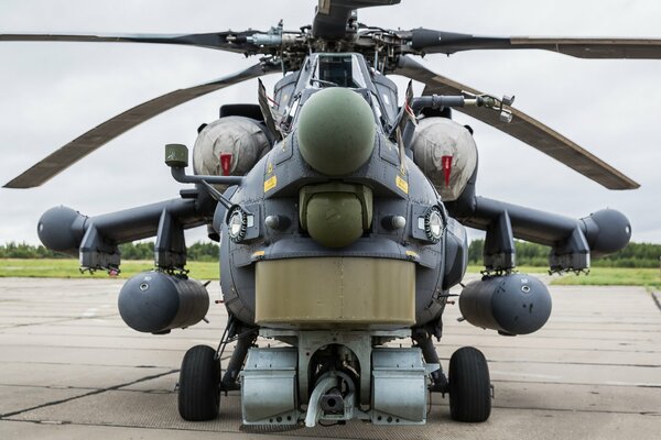 Russian Mi-28 attack helicopter in front