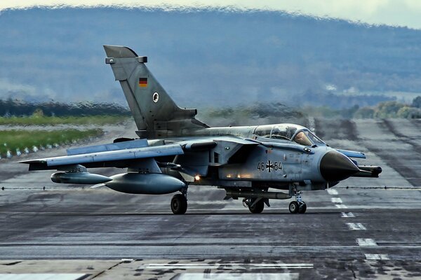 German fighter jet on the runway