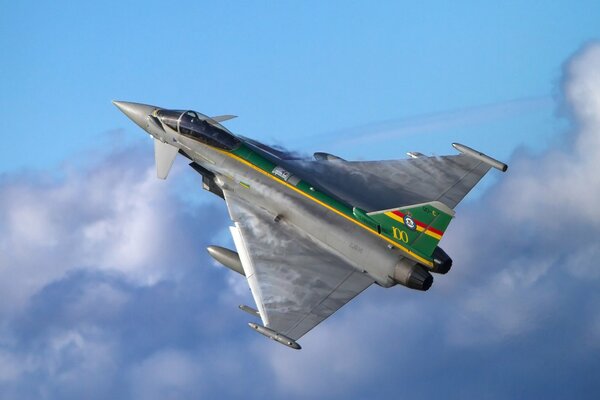 Multi-purpose fighter against the background of clouds