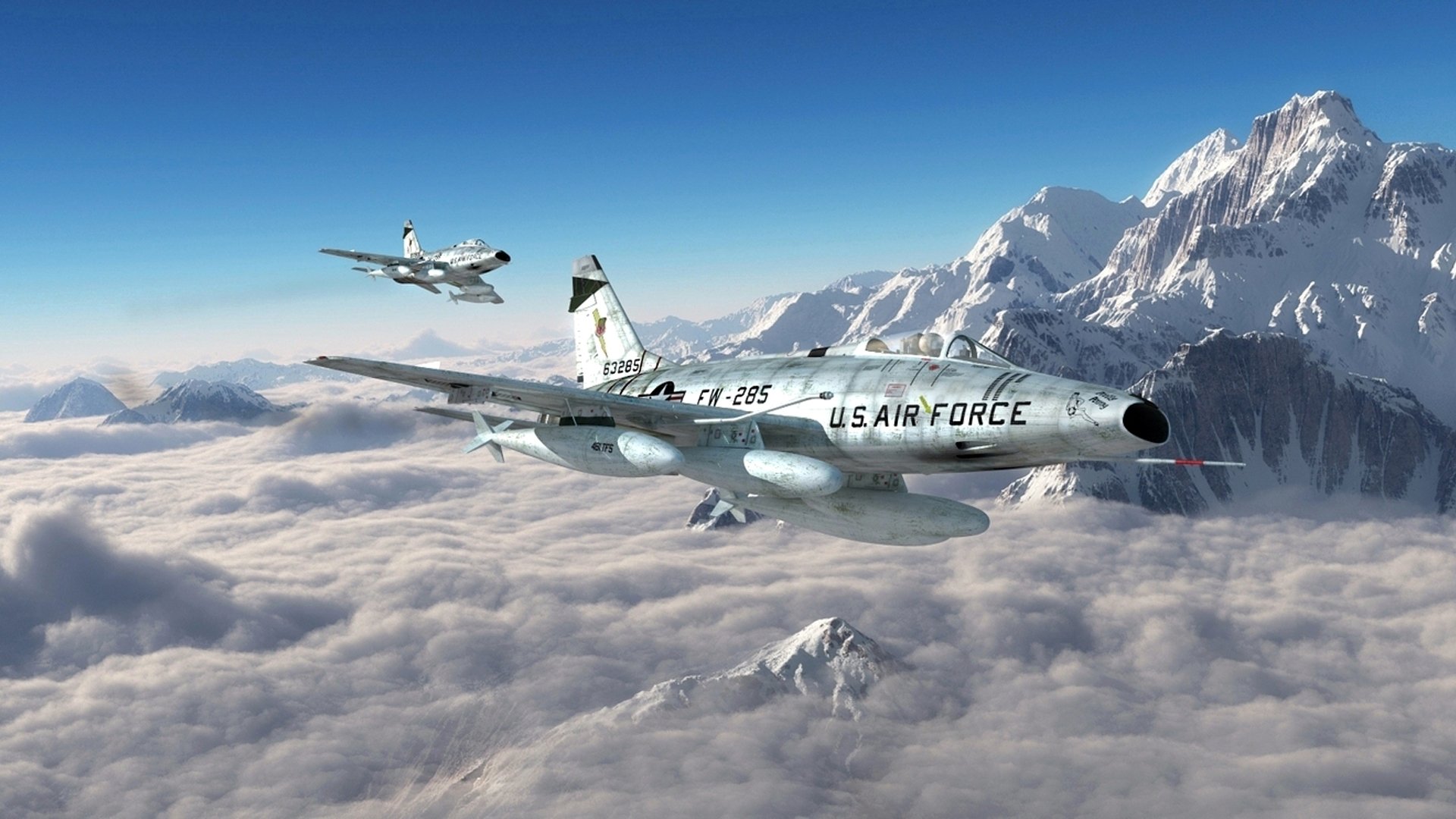 amérique du nord f-100 super sabre edgar schmued montagnes graphique art