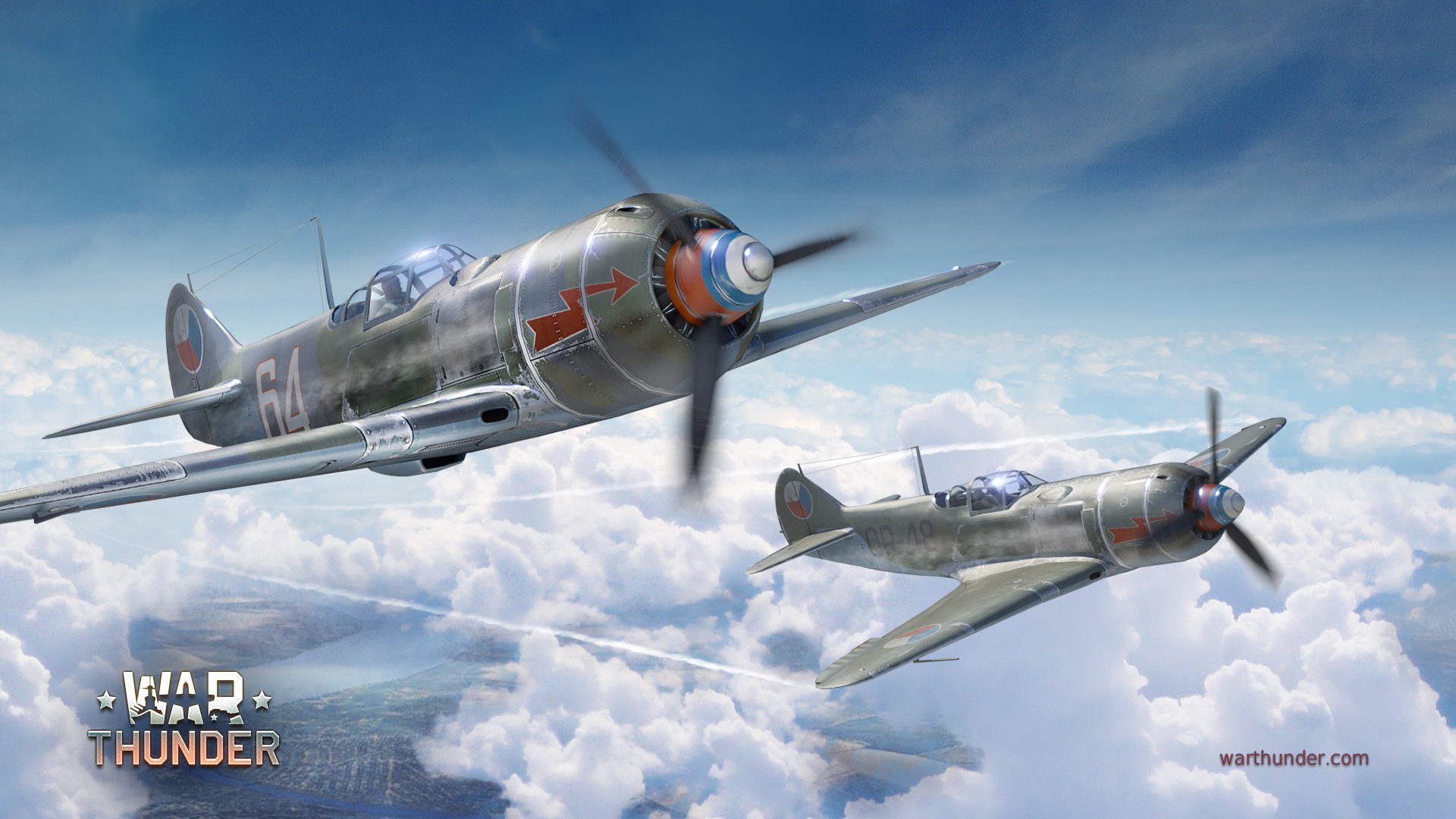 kunst himmel wolken laden la-7 laden sowjetisch einmotorig kolben kämpfer luftwaffe der tschechoslowakei war thunder