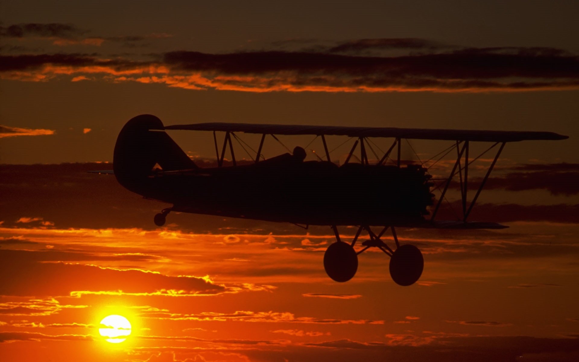 plane chassis silhouette sky the distance dawn sunset clouds pilot