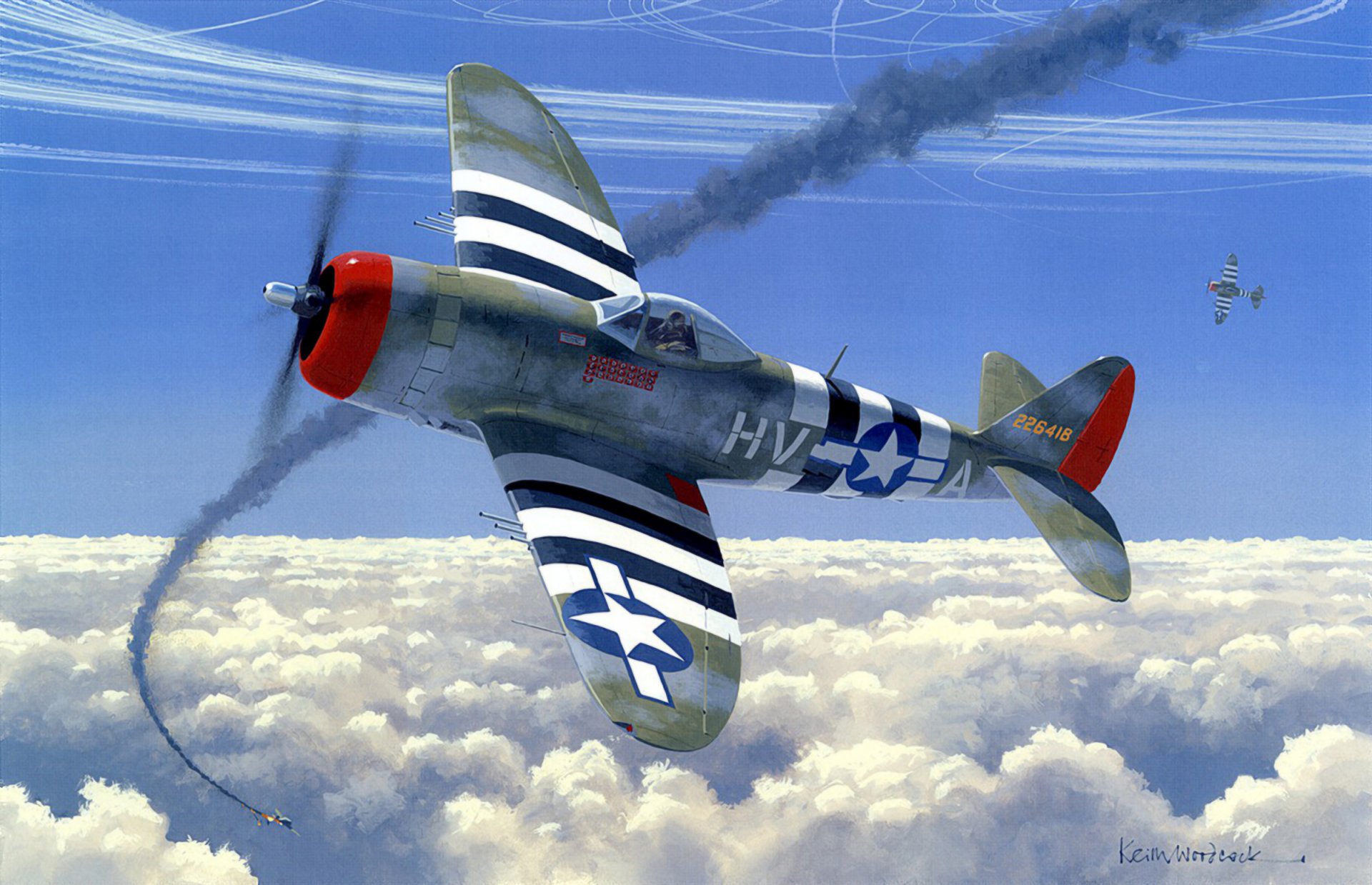 p 47 thunderbolt combattimento aereo combattimento corpo a corpo ww2 guerra pittura arte aereo