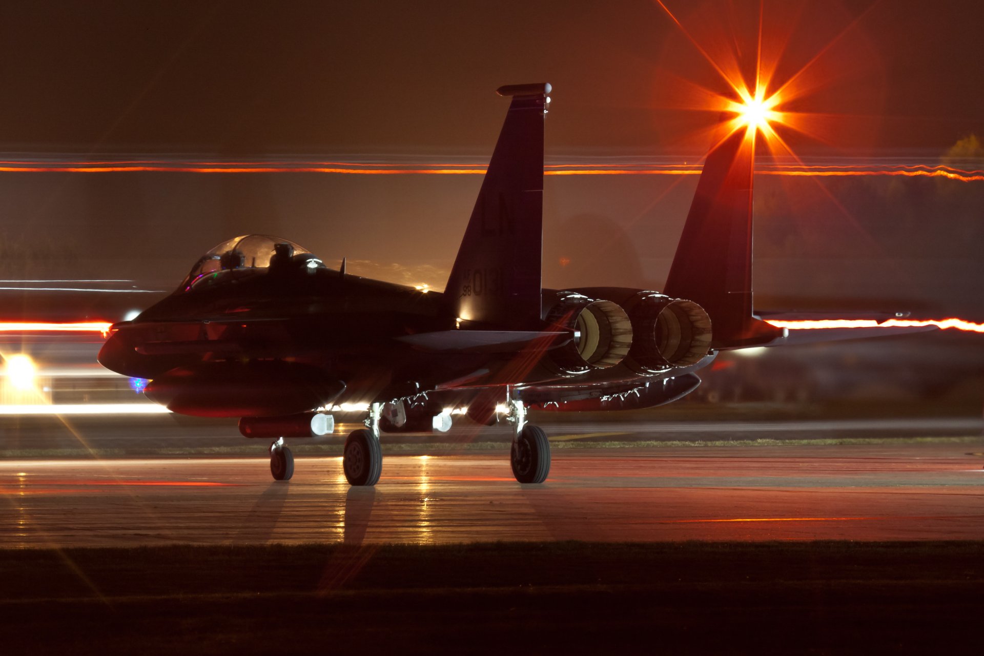 nacht flugplatz lichter flugzeug f-15 nadeln e-15 nachtjäger