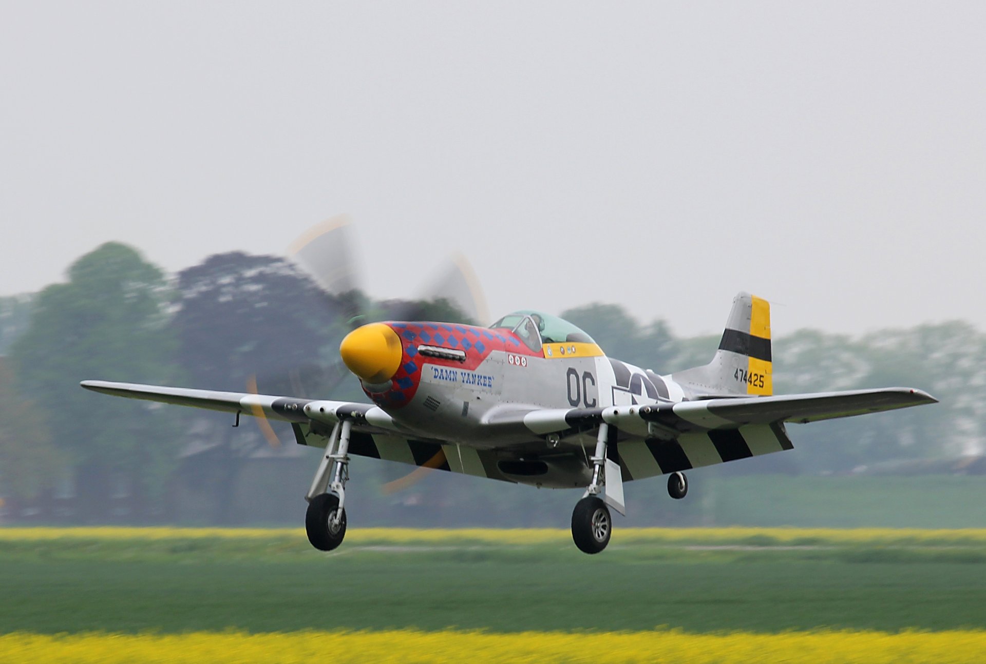 aérodrome avion north american p-51 mustang damn yankee américain simple combattant longue portée ww2