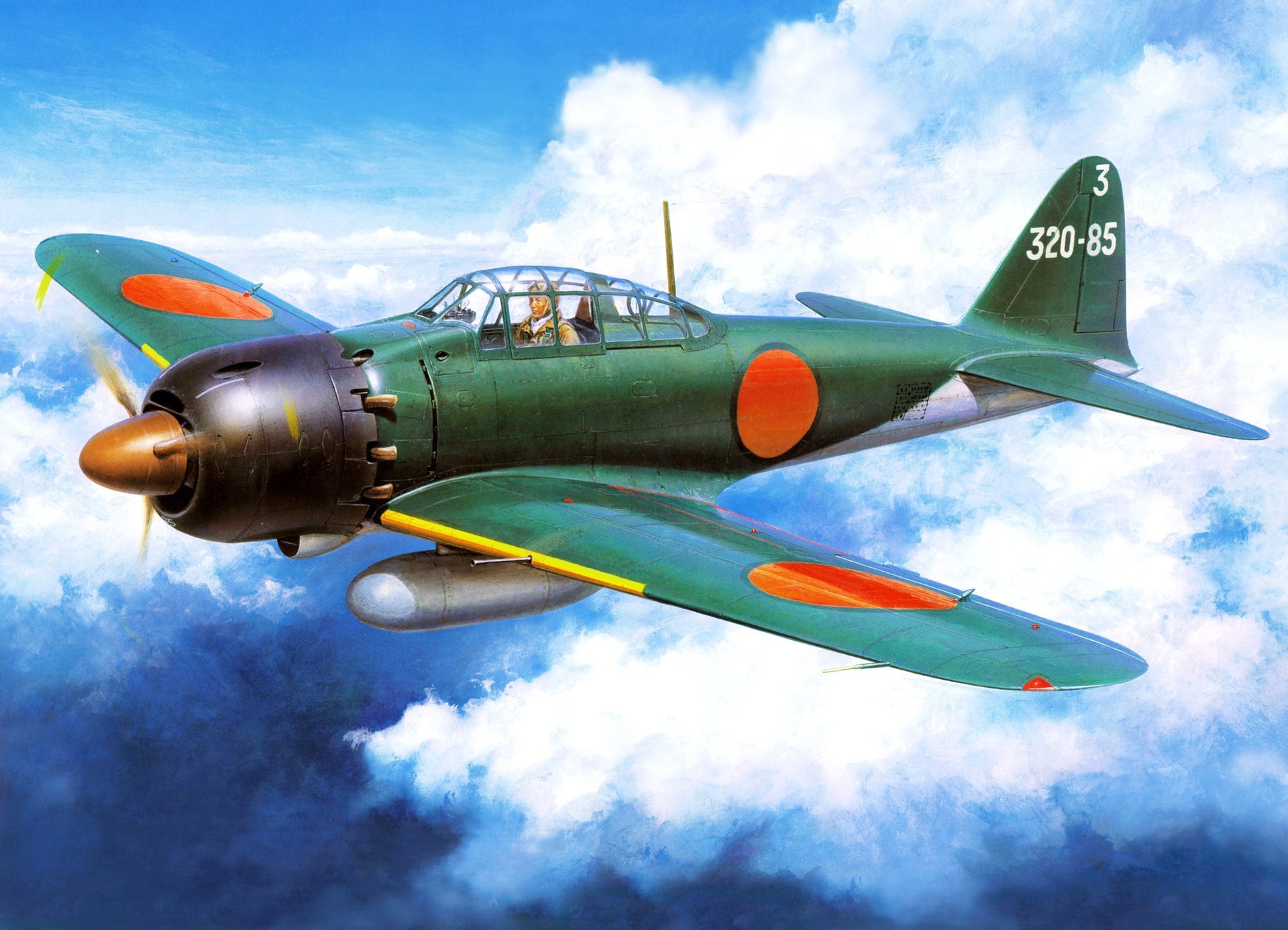 art sky japanese deck fighter mitsubishi a6m reisen type 0 ww2 picture