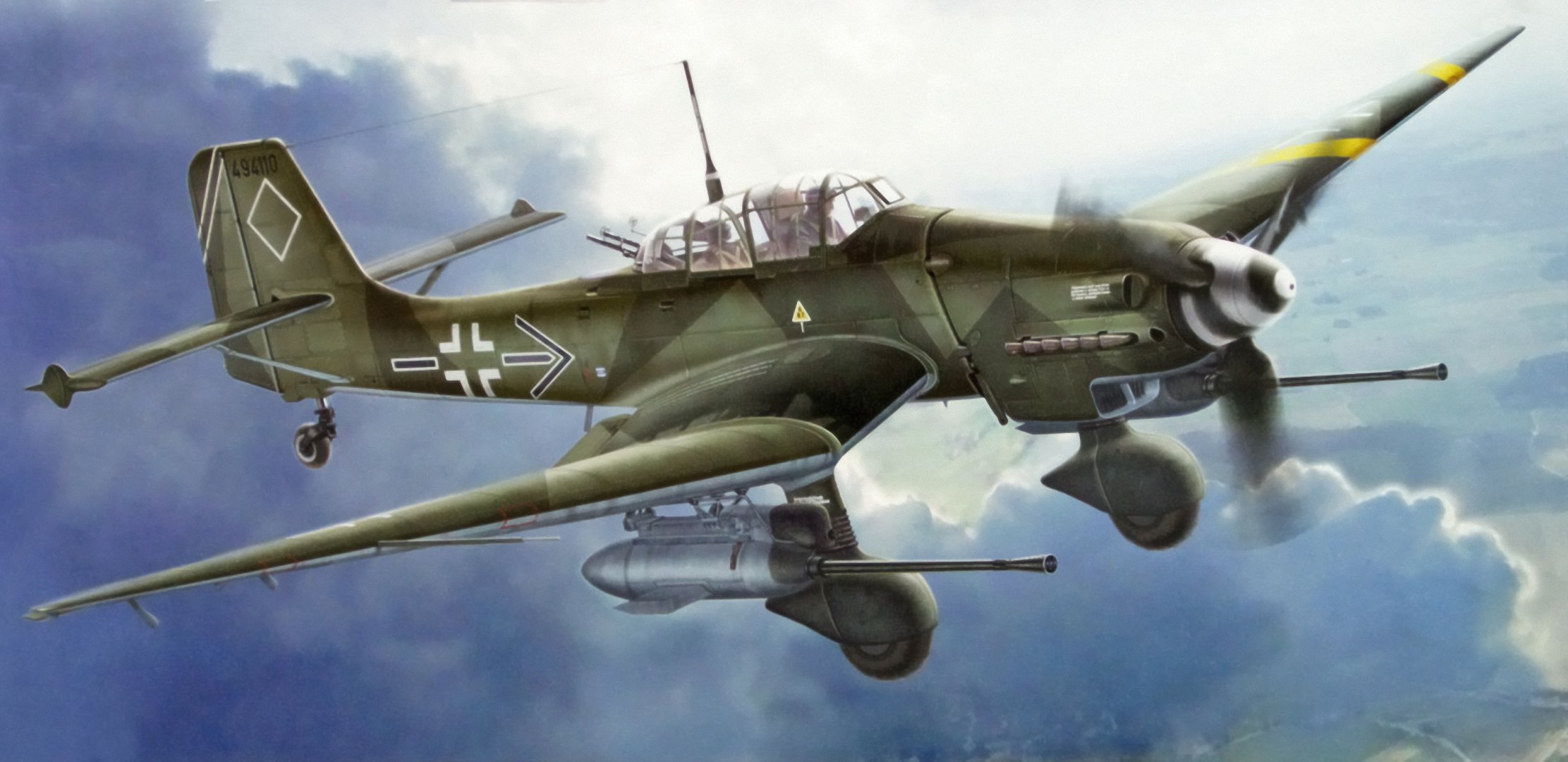 junkers ju 87 g-2 pièce rudel allemand iiww plongée-bomber art peinture