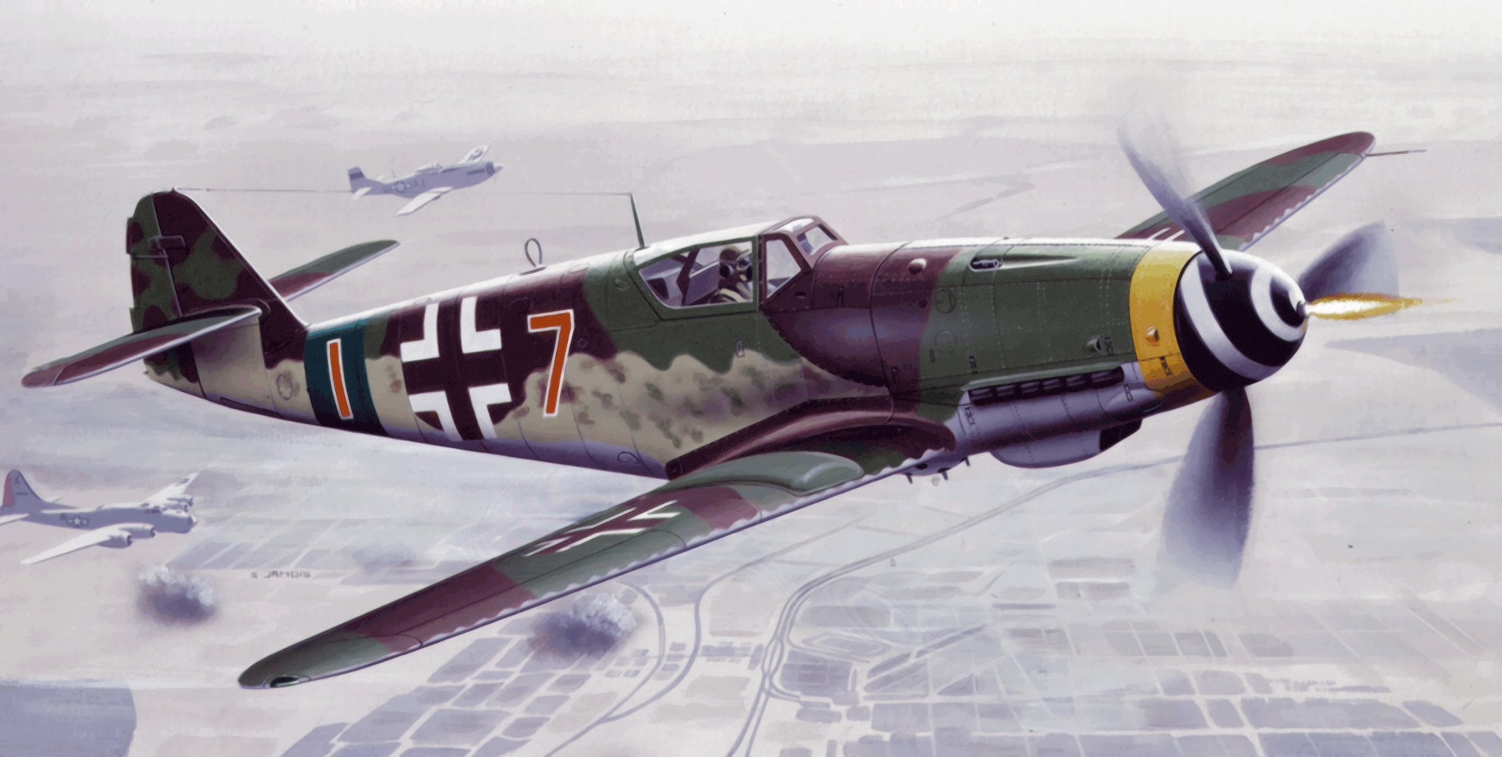 bf 109 k4 combattente tedesco ww2 guerra arte pittura