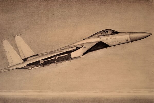 Dessin au crayon d un chasseur tactique f-15