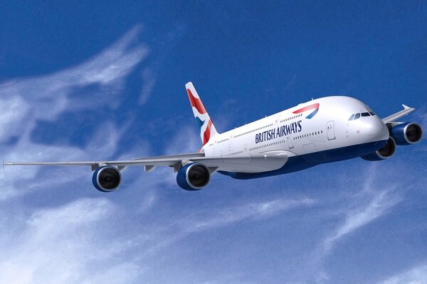 British airways weißer Airbus in der Luft