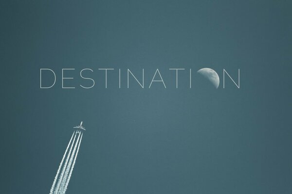 Destination. The plane is flying. Picture of an airplane