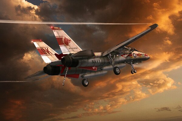 F-14 Tomcat condensation trace dans le ciel
