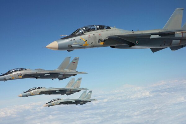 E-14 carrier-based fighters in the blue sky