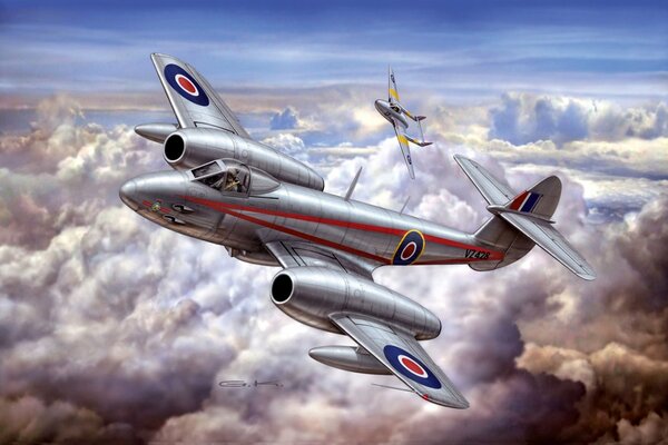 Avión de combate británico en el cielo