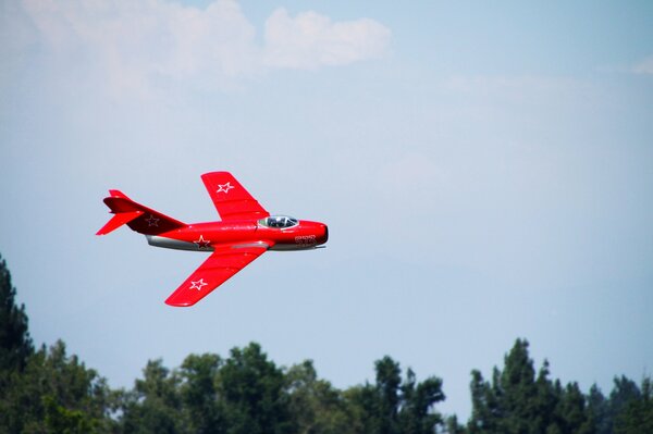 Radio-controlled Soviet aircraft in flight