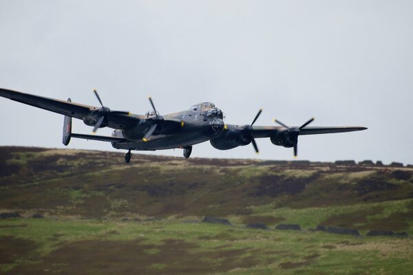 Bomber over beautiful terrain